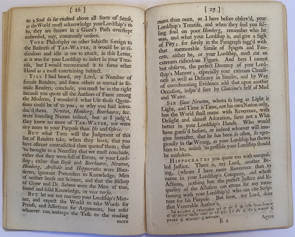 Extract from James Jurin's 'Letter to the Bishop of Cloyne', 1744