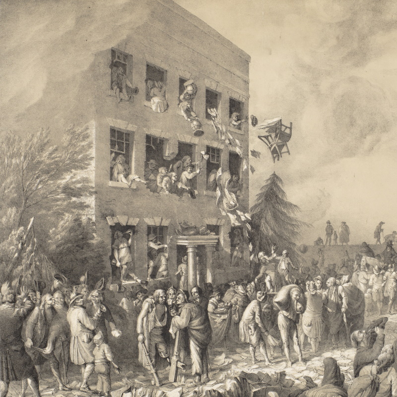 The sacking of Joseph Priestley’s laboratory and library in 1792 (detail)