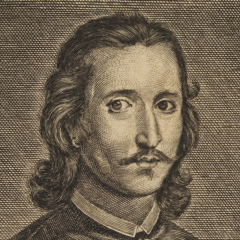 Walter Charleton, engraving by Pierre Lombard, 1657 (detail)