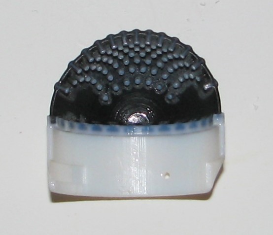Cut-through of the 3D-printed tactile skin showing the internal dermal papillae structures. Nathan Lepora.
