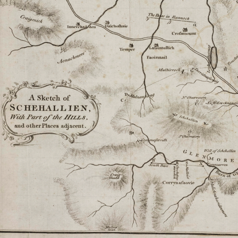 A sketch of Schiehallion and the surrounding landmarks, by Charles Hutton (detail)