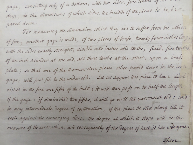‘Attempt to make a thermometer for higher degrees of heat' by Josiah Wedgwood