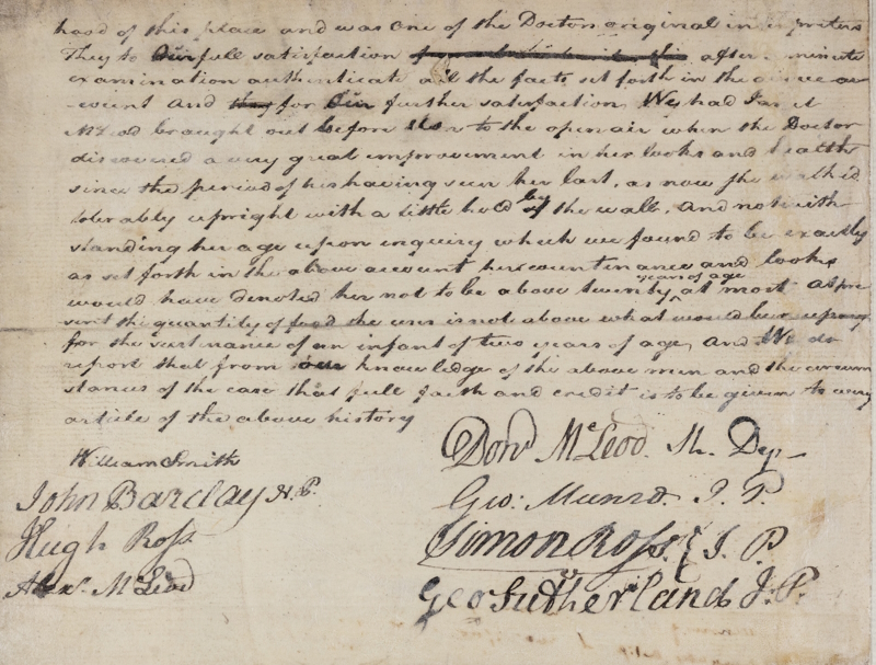 Report on Janet Macleod, sent to the Royal Society by the Lord Privy Seal of Scotland