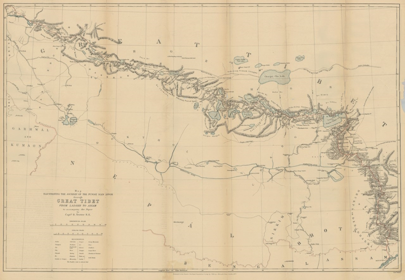 Map of Nain Singhâ€™s exploration of Tibet (Wikimedia Commons)