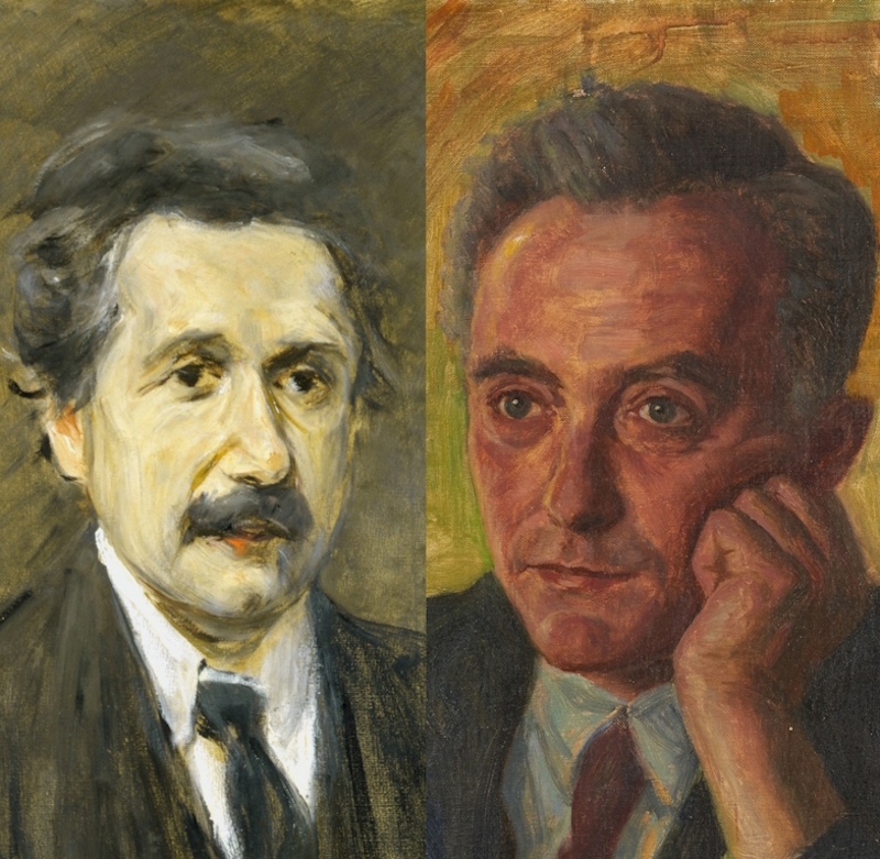 Albert Einstein by Max Liebermann (1922) and Max Born by Hermann Hirsch (1931) (details)
