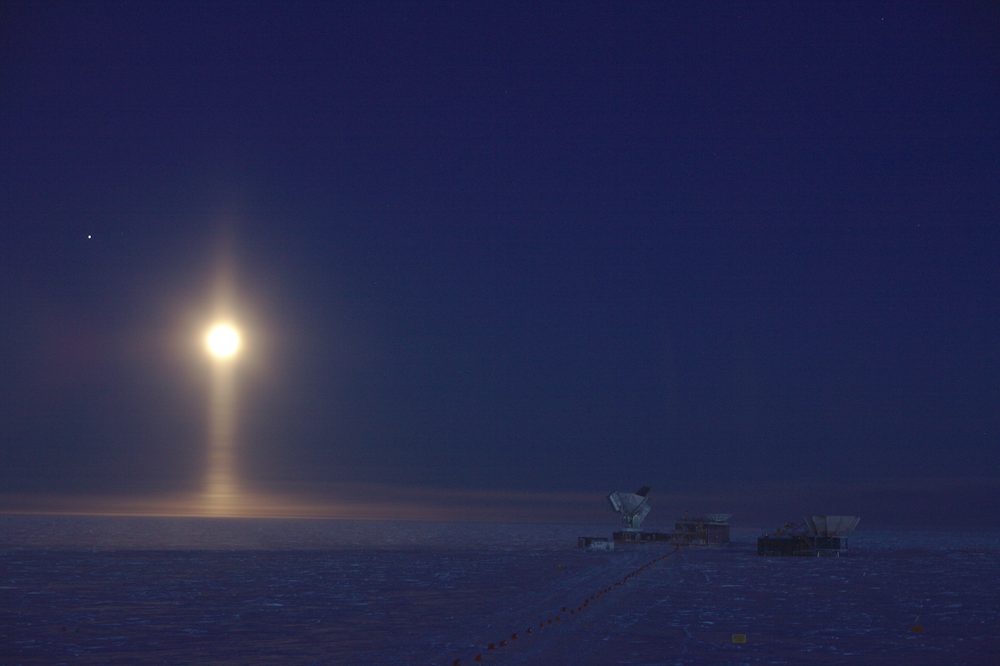 Moonlight setting in Antarctica.