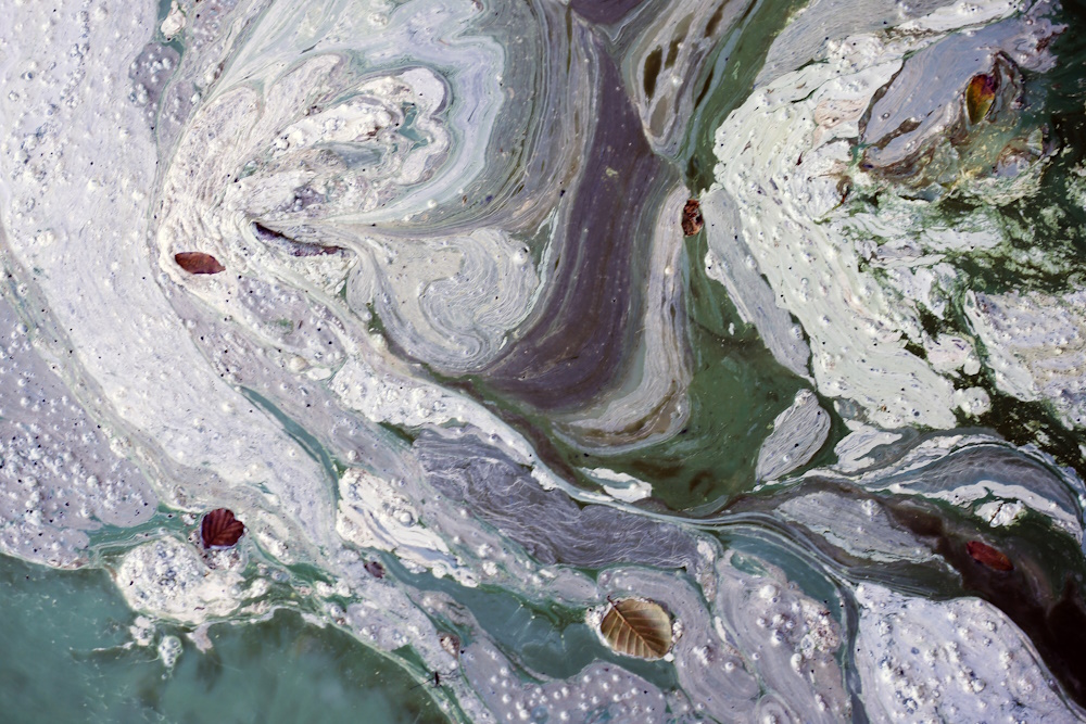 A foamy lake.
