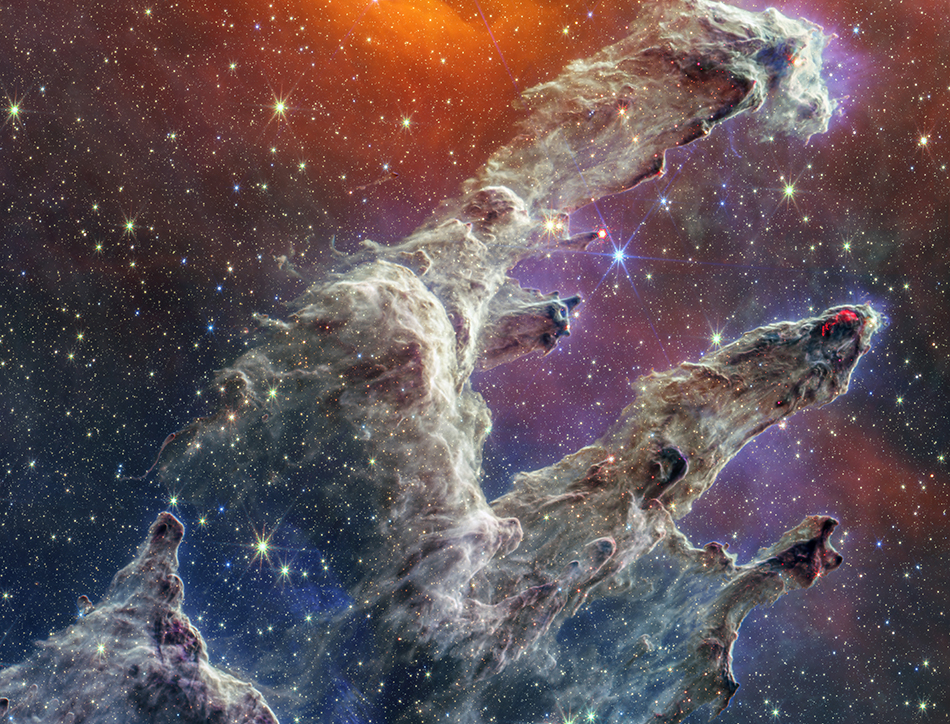 Pillars of Creation (NIRCam and MIRI composite image)