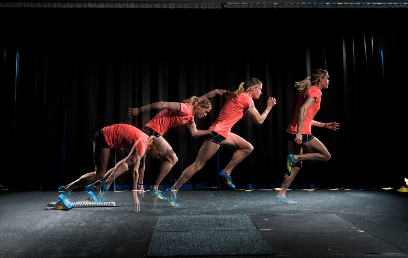 Multiple exposure picture of a woman running