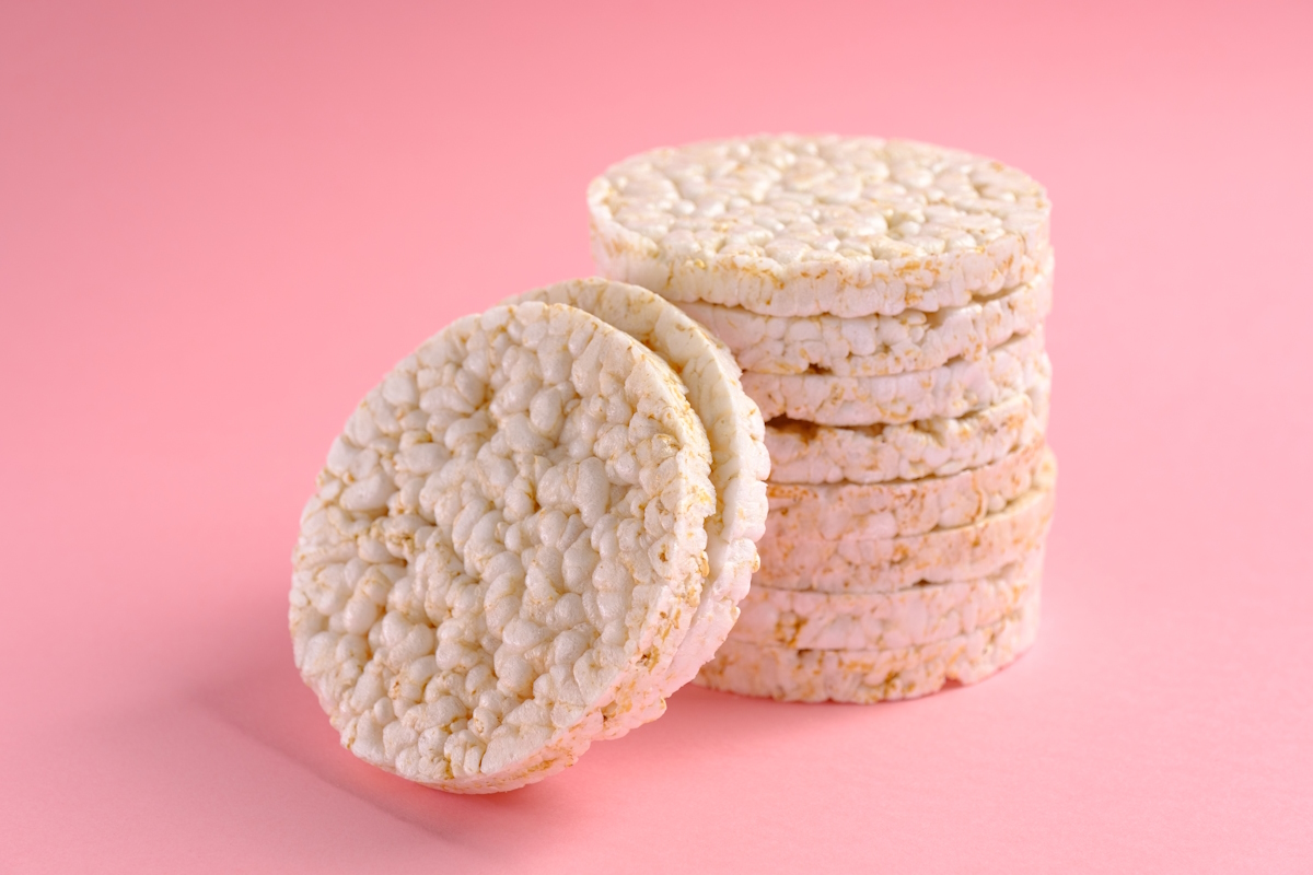 Rice cakes on a pink background
