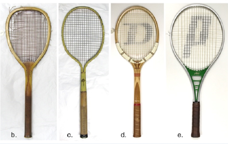 Tennis rackets in different years