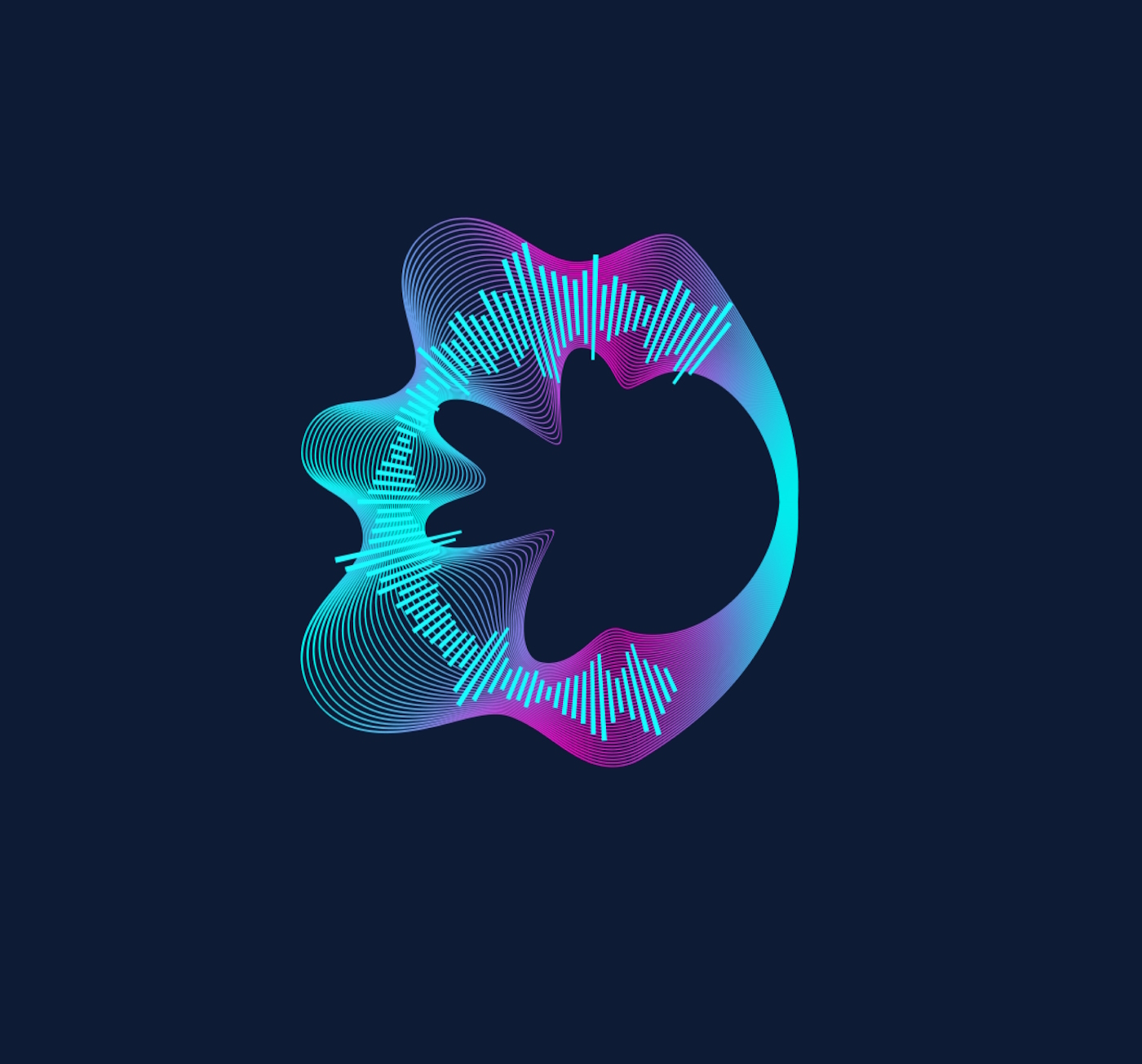 A circular soundwave on a blue background